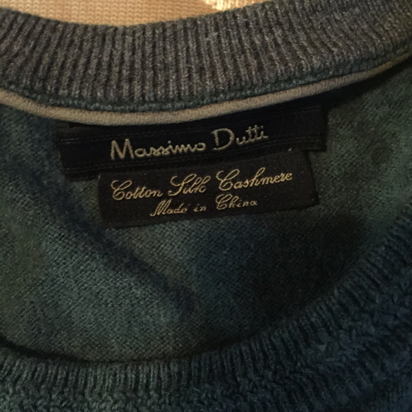 Massimo Dutti Green Crew Sweater Cashmere - Picture 2 of 2